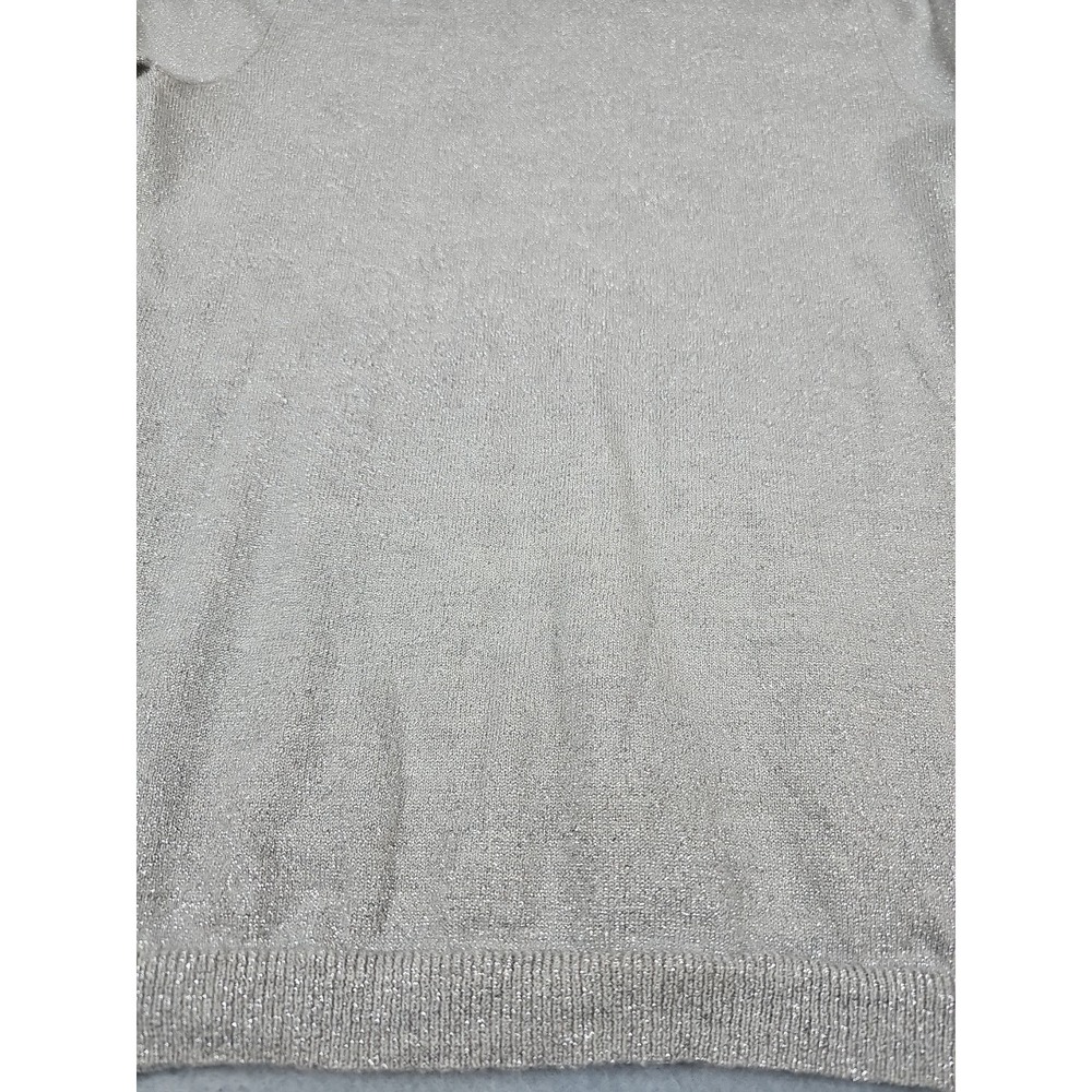Banana Republic Women XS Petite Sweater Fine Italian Merino Wool Silver Metallic - Picture 3 of 9